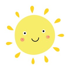 Cartoon sun face flat icon. Happy sunshine emodji, isolated vector illustration collection. Emoticons and summer concept