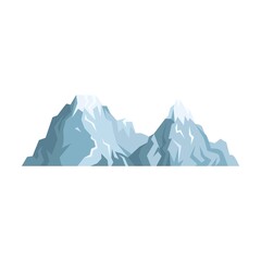 Landscape and nature. Mountains and rock flat icon. Snowy mountain hill top vector illustration