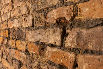old antique brick wall fence, background or texture concept