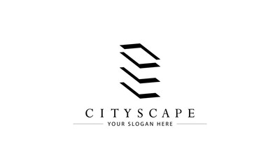 Building logo. Modern building, real estate, cityscape, planning, structure, apartment, property, construction, architecture and residence logo design concept.