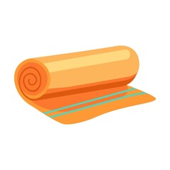 Cartoon fabric hanging on hook, rolled and folded cloth vector illustration. Colorful stylish bath and kitchen towel flat icon kit