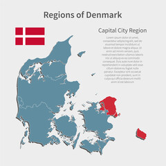 Vector map Denmark and Capital City region
