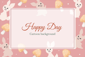 cute bunny with mushroom template background