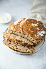 Organic artisan bread on a plate