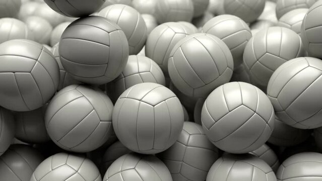 Many volleyballs hit the screen completely covering it, then fall down. Includes green screen versions.