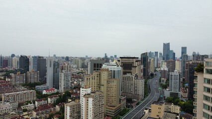 Fototapeta na wymiar Shanghai empty avenue because of lockdown 2022 