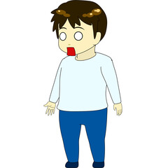 ちびキャラのイラスト（男・横向き）