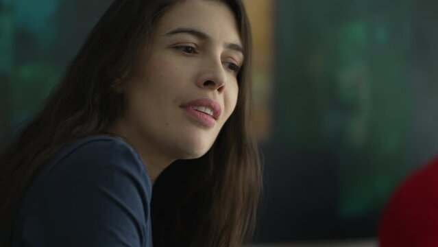 Doubtful Woman reacting with suspicion. Skeptical Person feeling dubious emotion reacts with unbelief