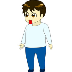 ちびキャラのイラスト（男・横向き）