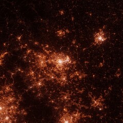 Leeds city lights map, top view from space. Aerial view on night street lights. Global networking, cyberspace
