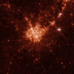 San Antonio city lights map, top view from space. Aerial view on night street lights. Global networking, cyberspace - obrazy, fototapety, plakaty