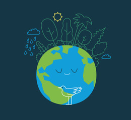 Ecology - Earth day -Modern flat vector concept illustration of a globe plated by trees. Creative landing web page template
