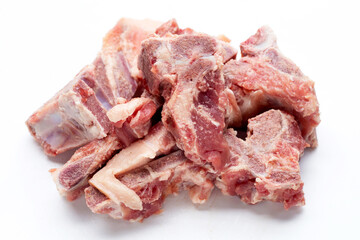 Raw pork bone isolated on white background.