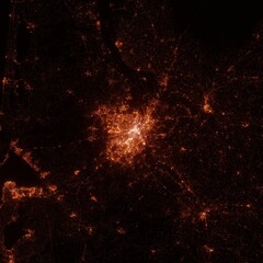 Fototapeta na wymiar Bordeaux city lights map, top view from space. Aerial view on night street lights. Global networking, cyberspace