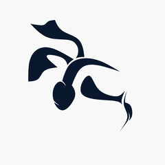 Ninja music minimalist logo. Simple negative space vector design. 