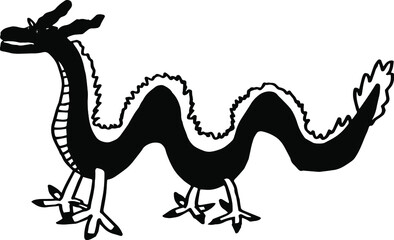 Vector silhouette of a dragon. A simple drawing of a dragon. For printing on fabric.
