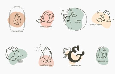 Black lotus flower outline.Vector illustration for icon,sticker,printable and tattoo