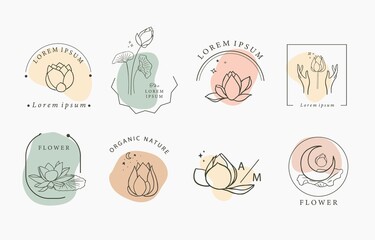 Black lotus flower outline.Vector illustration for icon,sticker,printable and tattoo