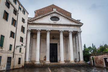 Fototapeta na wymiar Facade of the San Nicola da Tolentino Church, Venice, Veneto, Italy, Europe, World Heritage Site