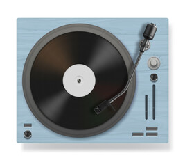 Fototapeta premium Vinyl record player. Dj music stuff vintage realistic phonograph turntables sound equipment decent vector templates