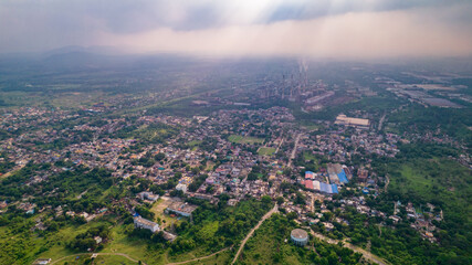 Fototapeta na wymiar Aerial view of an Industrial city in India