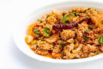 Thai spicy minced pork salad.