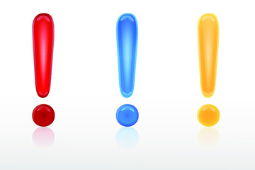 Illustration of 3D  exclamation point.   set of signs "exclamation mark"