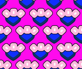 Retro Geometric Style Floral Abstract Seamless Pattern Trendy Fashion Colors Minimal Concept Perfect for Allover Fabric Print or Wrapping Paper Isolated