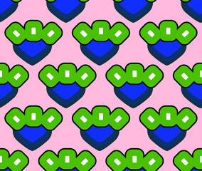 Obraz premium Retro Geometric Style Floral Abstract Seamless Pattern Trendy Fashion Colors Minimal Concept Perfect for Allover Fabric Print or Wrapping Paper Isolated