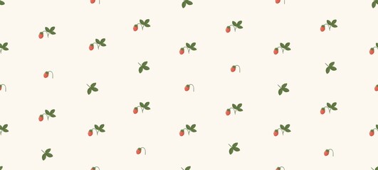 Strawberry seamless pattern on light background