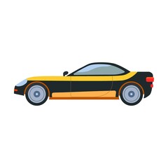 Sport car flat icon. Side view of SUV, hatchback, pickup and sedan isolated vector illustration. Automobiles and vehicles