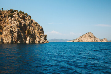 Fototapeta na wymiar Islands in Aegean sea landscape explore Turkey nature destinations beautiful travel scenery summer season