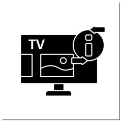 Television glyph icon. Telecommunication medium. Transmitting moving images, video, tv shows, news. Information space.New media concept.Filled flat sign. Isolated silhouette vector illustration