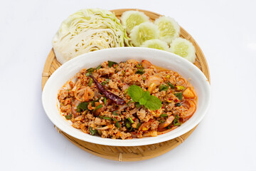 Thai spicy minced pork salad.