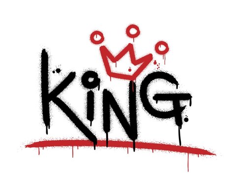 King. Urban Street Graffiti Style With Splash Effects And Drops On White Background. Vector Illustration