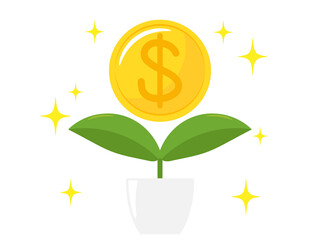 コインと双葉のアイコン　ドル