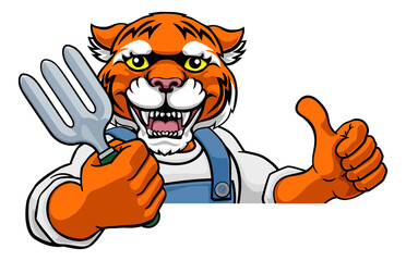 Tiger Gardener Gardening Animal Mascot