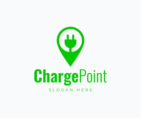 Charging station logo design, Charge point logo, Electric logo template.
