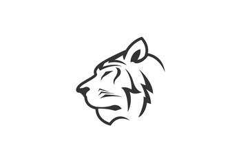 tiger head silhouette icon logo design
