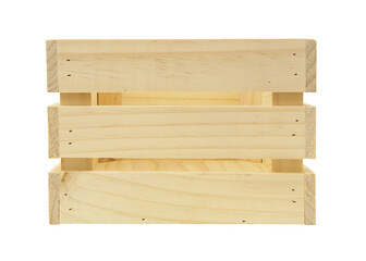 Empty wooden crate isolated on white background