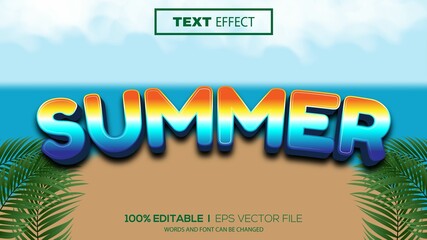 3D summer  text effect - Editable text effect