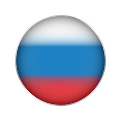Fototapeta premium Russian flag button. Flag of Russian Federation. White, blue, red. Isolated illustration on white background
