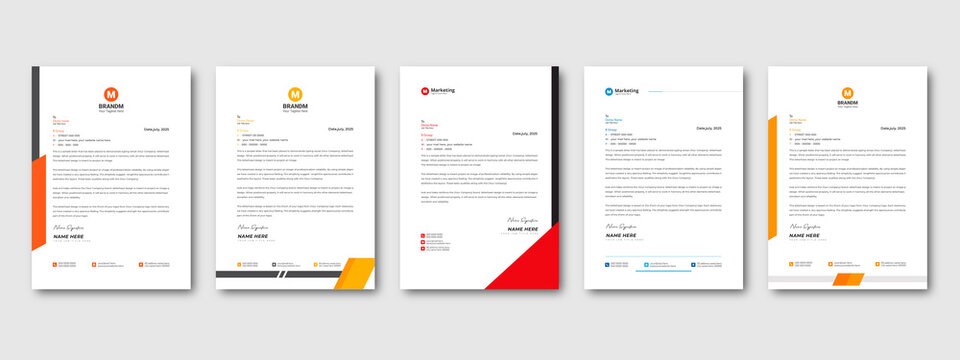 corporate modern letterhead design template. company business letterhead template design with color variation bundle  