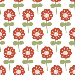 Cute flower sunflower red green simple childish seamless pattern for textile