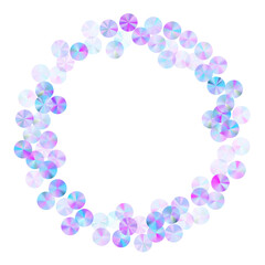 Neon spangles confetti placer vector composition. Circle shiny bead elements party decor top view. New Year confetti scatter glossy background.