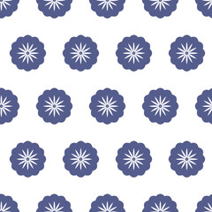 Blue purple flower on white background, seamless pattern for textile