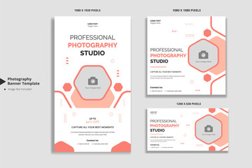 Abstract photography studio social media and web banner