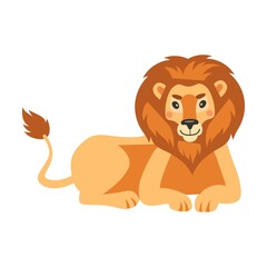 Cartoon lion vector illustration. Happy orange colored feline animal walking, lying, jumping, sitting and roaring. Wild animal, king concept