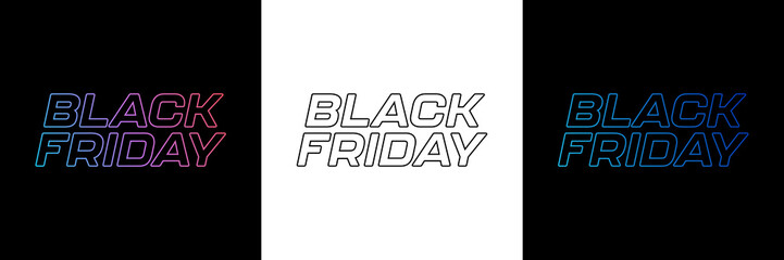 Black Friday Banner Design Set. Square Banner, Social Media Post or Label with Black Friday Logotype Isolated on Background. Vector Illustration for Black Friday Sales.