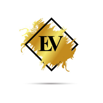 Gold EV logo symbol vector art design